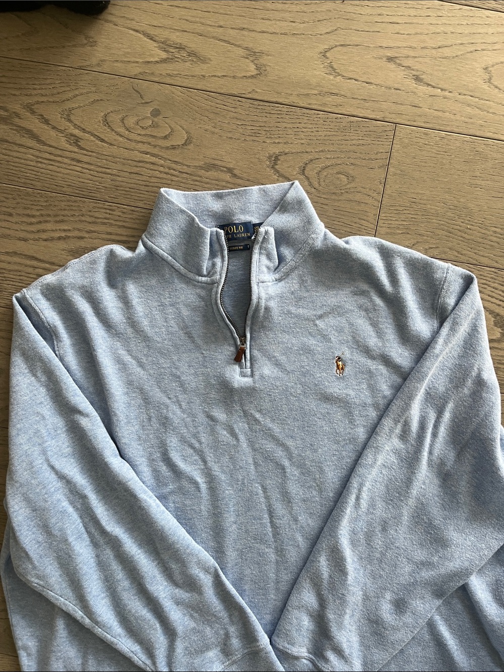 Polo Ralph Lauren Estate Rib Light Blue Quarter-Zip Sweatshirt